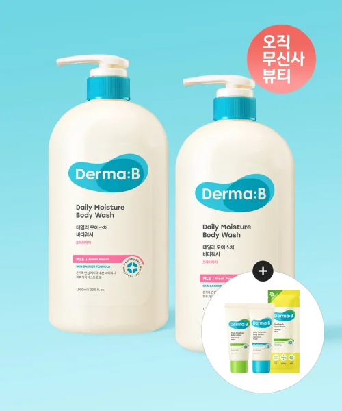 더마비 데일리 모이스처 바디워시 프레쉬피치 1000MLX 2개 프레쉬 바디로션20ML+데일리로션20ml+쿨시트1매