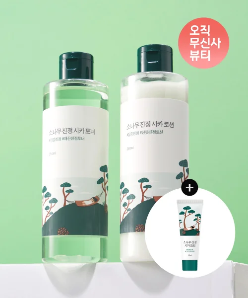 라운드랩 소나무 진정 시카 토너 250ml + 로션 250ml (+소나무 크림 10ml 증정)
