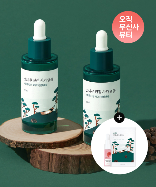 라운드랩 소나무 진정 시카 앰플 대용량 50ml (+동백 선세럼 7ml + 소나무 마스크 1매)