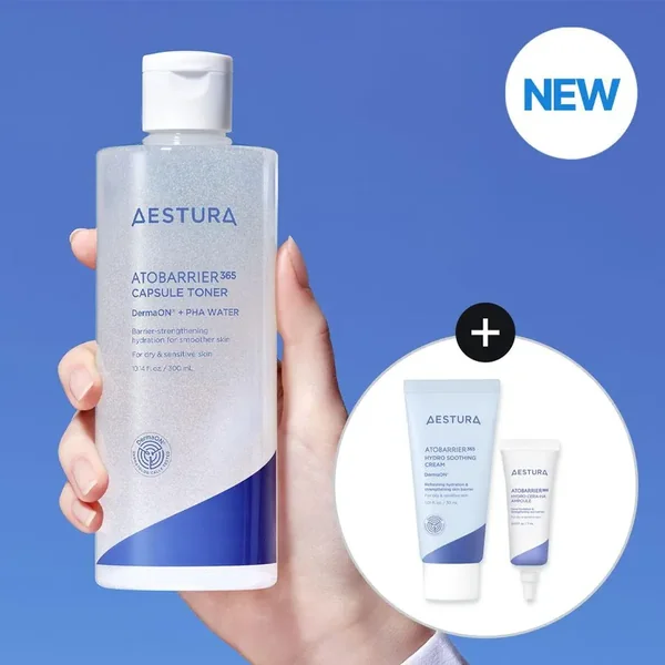 AESTURA Atobarrier 365 Capsule Toner 300ml Set (+Soothing Cream 30ml+Cera-Hyal Ampoule 7ml)