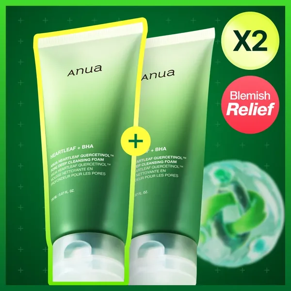 Anua Heartleaf Quercetinol Pore Deep Cleansing Foam 150ml*2ea