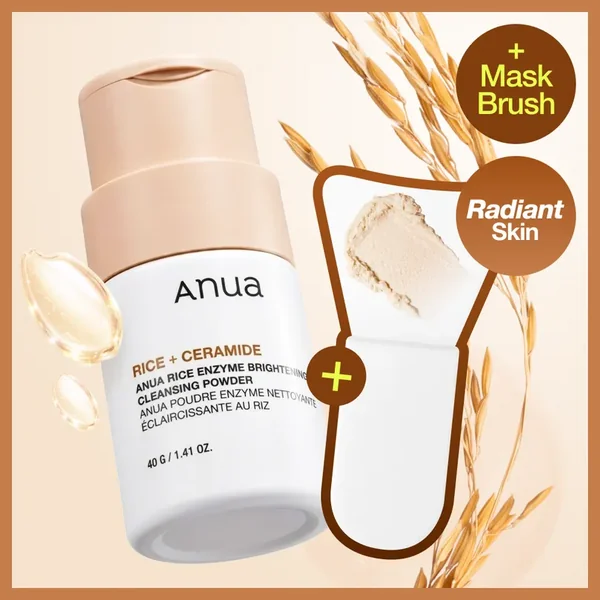 Anua Rice Enzyme Brightening Cleansing Powder 40g Set (+Pack Brush)