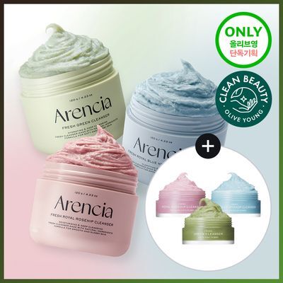Arencia Fresh Rice Cake Cleanser 120g Trio Set (Green/Rosehip/Blue Hyssop)