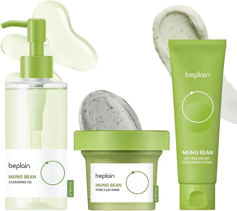 beplain Mung Bean Pore Care Trio - Cleansing Oil & Cleansing Foam 80ml &Clay Mask