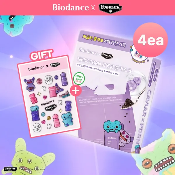BIODANCE [FUGGLER EDITION] BIODANCE Rejuvenating Caviar PDRN Real Deep Mask Sheet 4ea Set (+3D Sticker)