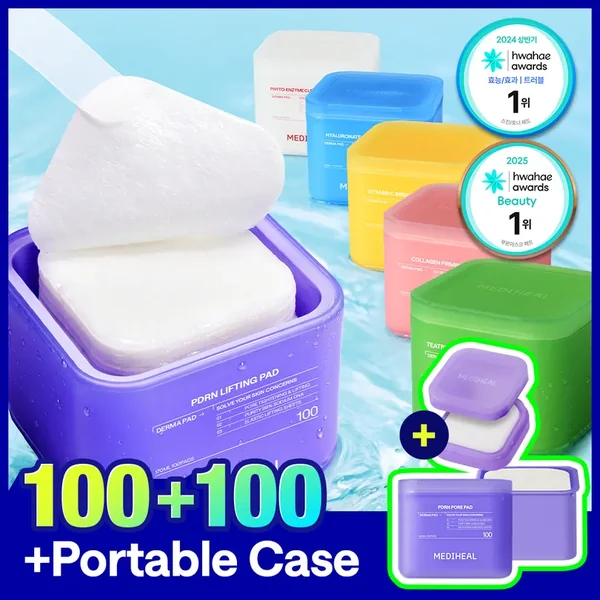 MEDIHEAL Toner Pads 100P Double Set (+Portable Case) (4 Options)