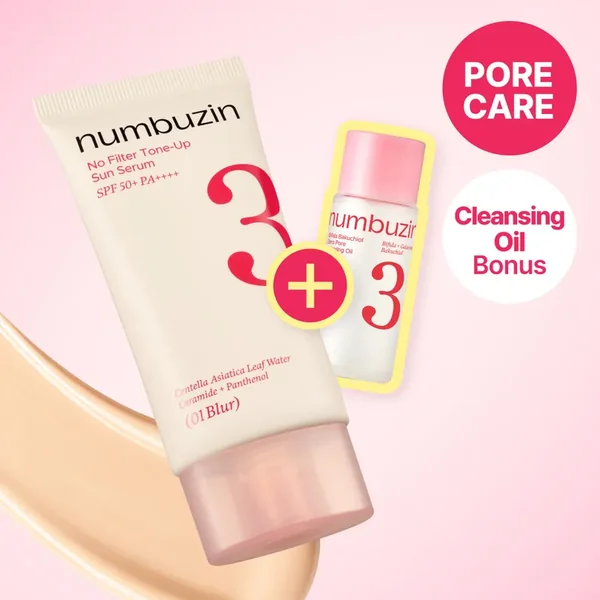 numbuzin No.3 No Filter Tone-Up Sun Serum 50ml 01 Blur Set (+Cleansing Oil 20ml)