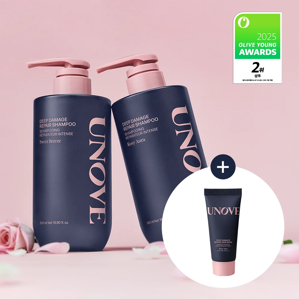 UNOVE Deep Damage Repair Shampoo 500ml Double Set (3 Options)